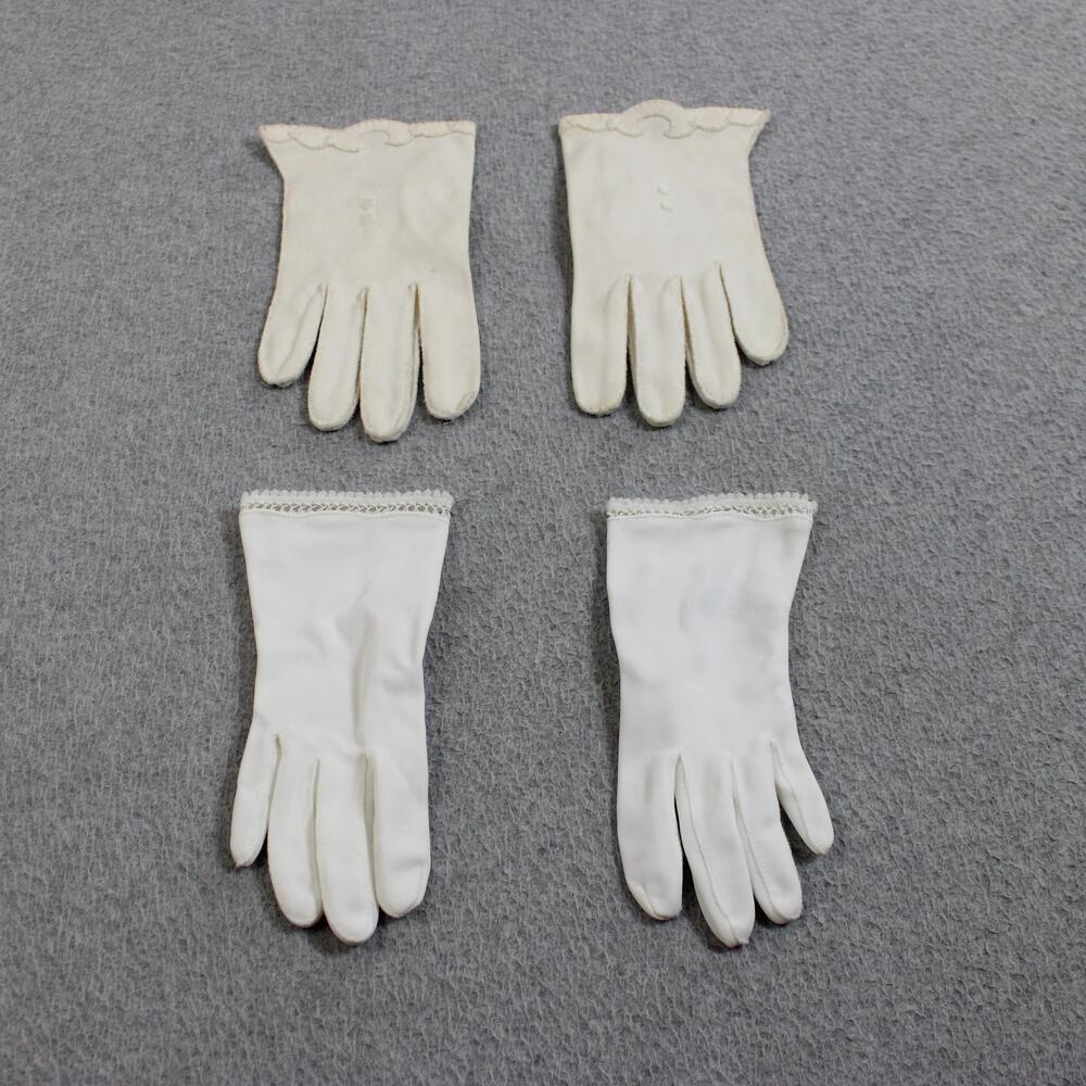 Vintage Gloves Women One Size White Lace Embroidered Wrist Formal Lot Cosplay